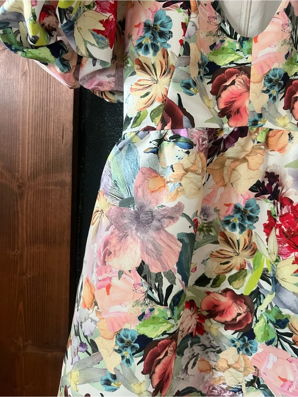 Anthropologie Puff-Sleeve Deep-V Taffeta Mini Dress by Sachin & Babi size S euc - Picture 6 of 7